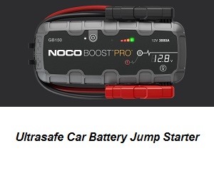 Lithium ion jump starter and power pack for car battery and other 12-volt batteries such as a battery booster pack for boat battery, RV battery, truck battery, generator 12v battery with gas and diesel engines.