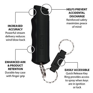 SABRE pepper spray keychain for women to use in self defense.