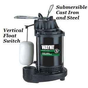 Wayne 1/3 HP Submersible Sump Pump with Vertical Float Switch for Basement, Crawl Space Flooding. 