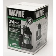 Wayne 3/4 HP Submersible Cast Iron Sump Pump with Vertical Float Switch CDU980E
