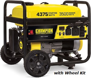 Champion 3500 watt 4375 watt size portable generator with wheel kit for RV, Camping, Sump Pumps, Home Power Outage.