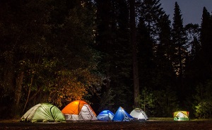 Outdoor Camping while using a small portable generator.