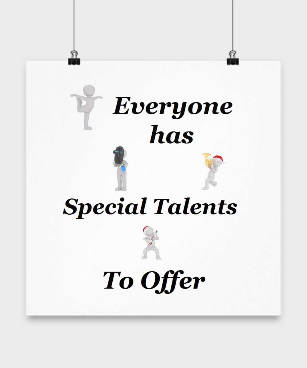 Wall poster encouraging young people to realize that everyone has talents and to recognize other people's strengths and admit their on weaknesses. This simply taking a kinder and more considerate attitude to all around you. | CSP.